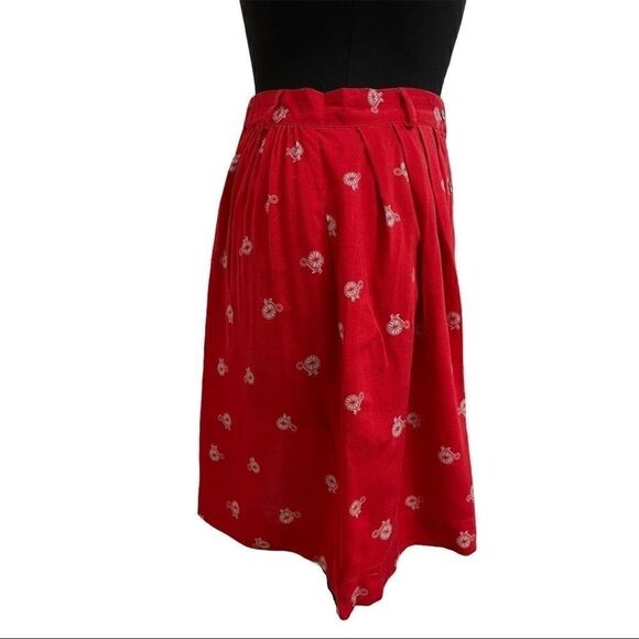 𝅺love Fire Red Bicycle Pattern Mini Skirt Sz M - Picture 4 of 9